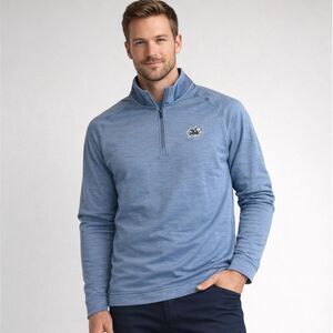 Johnnie-O Easton Prep Formance Quarter Zip Pullover Blue Camo Collar Golf Mens M